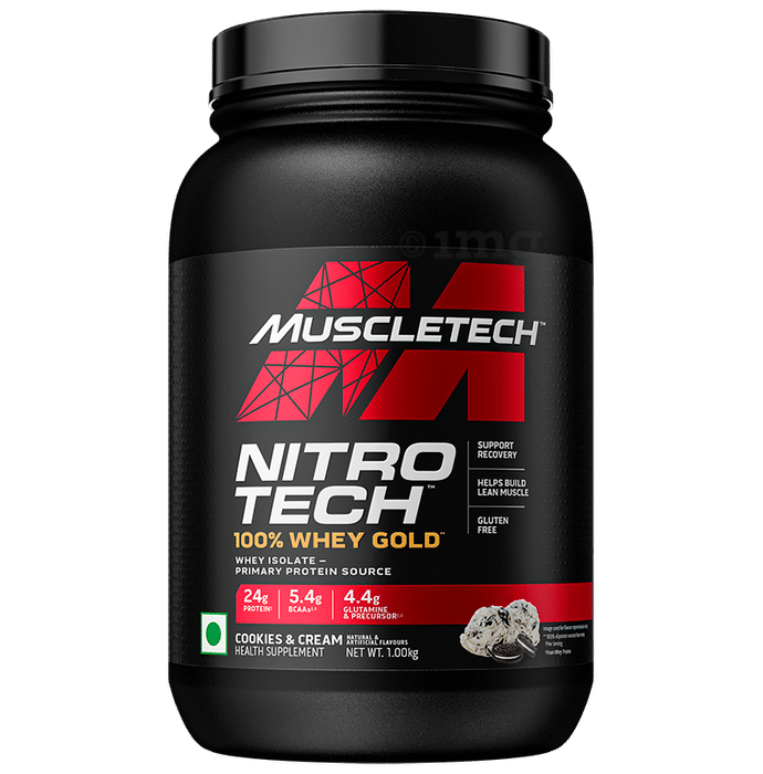 Muscletech Nitro Tech Whey Protein for Muscle Recovery | Flavour Powder Cookies & Cream