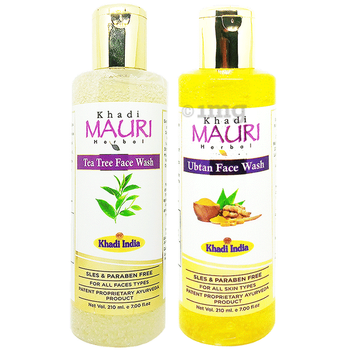 Khadi Mauri Herbal  Combo Pack of Tea Tree & Ubtan Face Wash (210ml Each)
