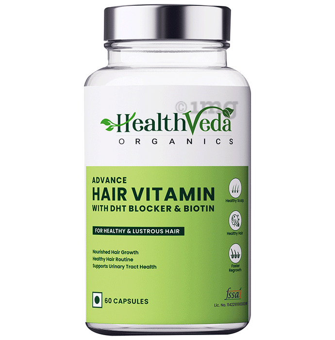 Health Veda Organics Advance Hair Vitamin with DHT Blocker & Biotin Capsule