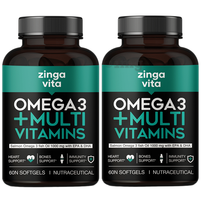 Omega 3 Fish Oil with Multivitamin Soft Gelatin Capsule for Heart, Bone & Immunity Support(60 Each)