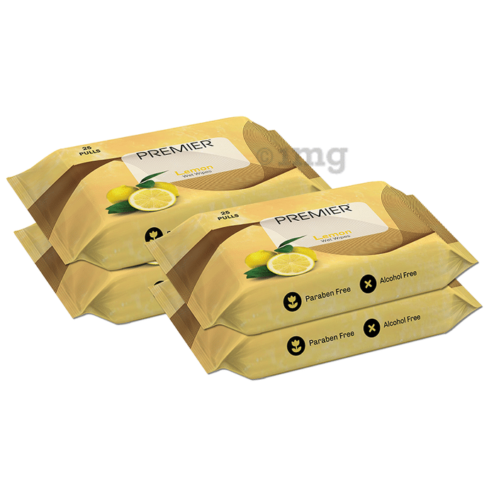 Premier Tissues Wet Wipe (25 Each) Lemon