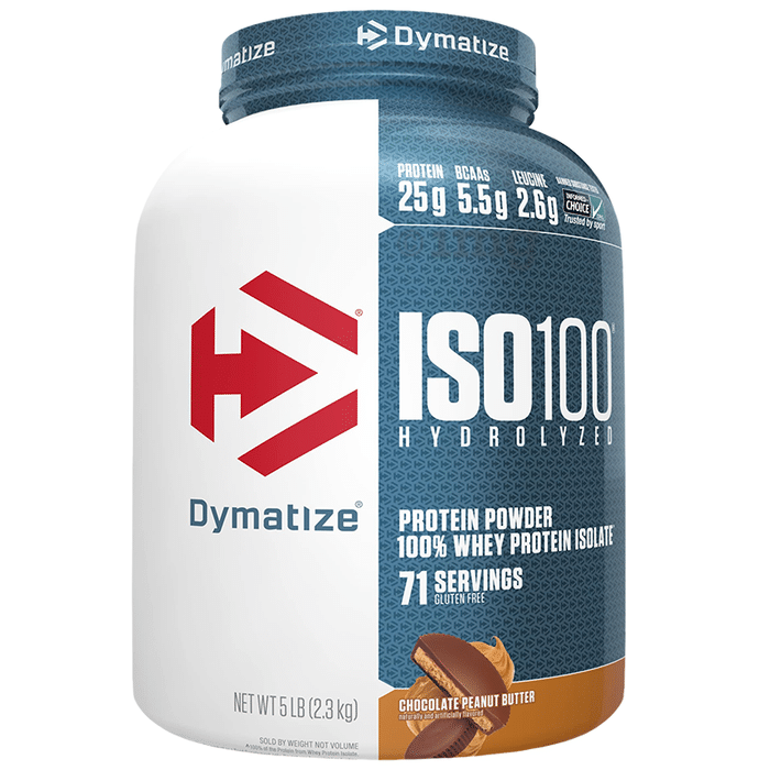 Dymatize Nutrition ISO 100 Hydrolyzed 100% Whey Protein Isloate Powder Chocolate Peanut Butter