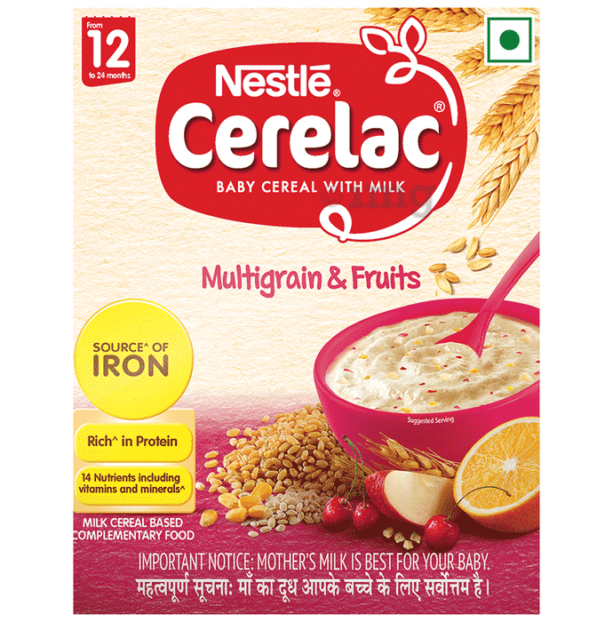 Nestle Cerelac Baby Cereal with Iron, Vitamins & Minerals | From 12 to 24 Months | Multigrain & Fruits
