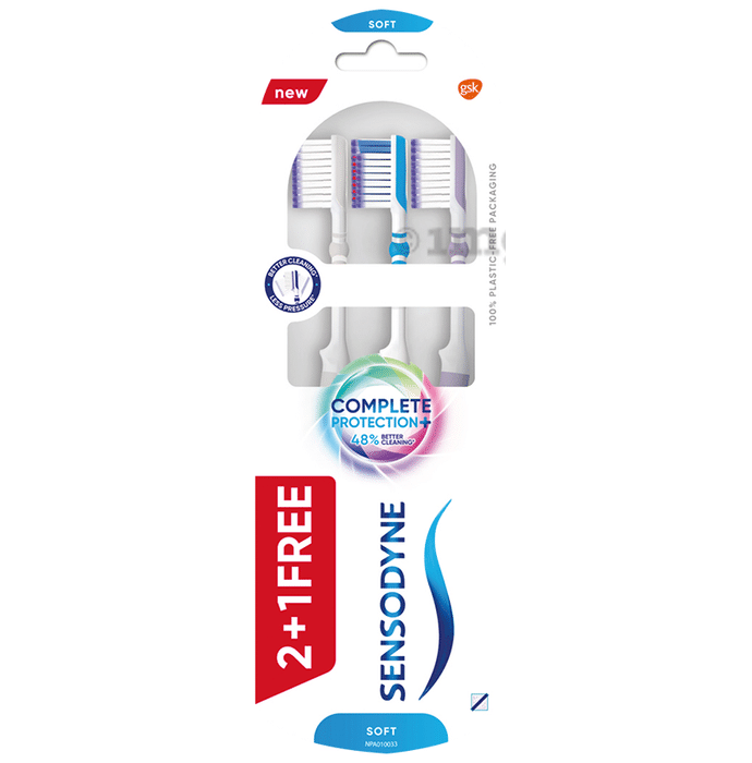 Sensodyne Toothbrush|Complete Protection + Toothbrush with Flexible Neck for 48% Better Cleaning with Soft Tapered Bristles