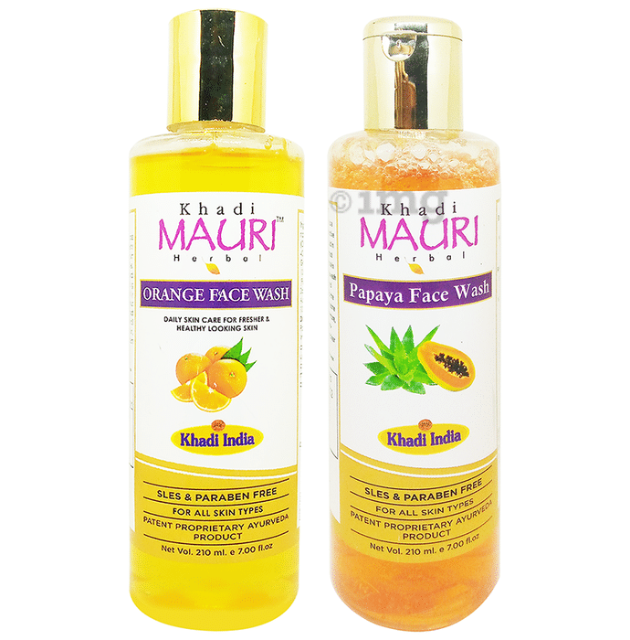Khadi Mauri Herbal Papaya & Orange Face Wash (210ml Each)