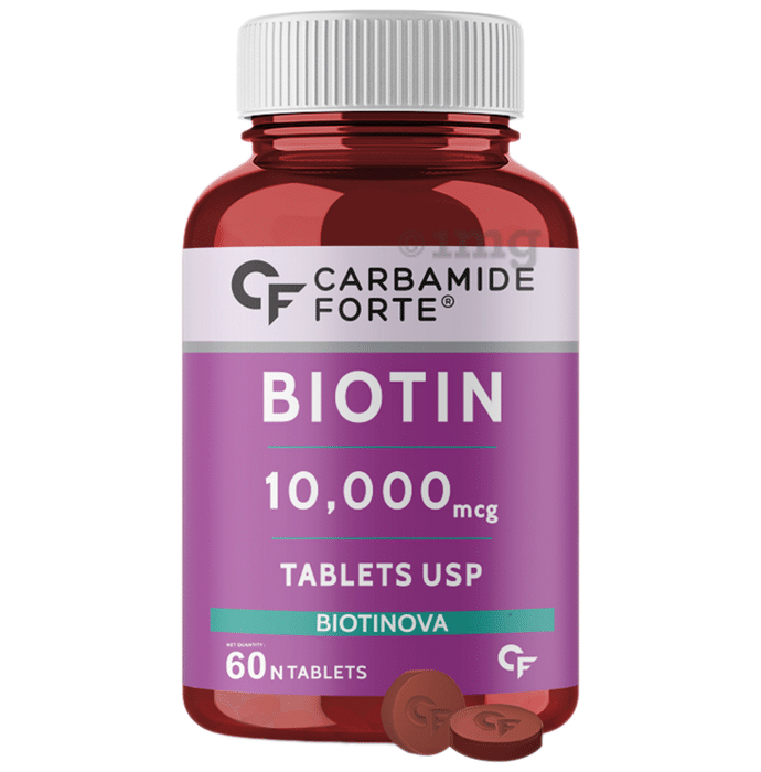 Carbamide Forte Biotin 10,000mcg Vitamin B7 Tablet for Skin, Hair & Nail Health