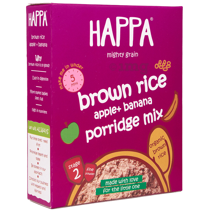 Happa Brown Rice Apple + Banana Porridge Mix