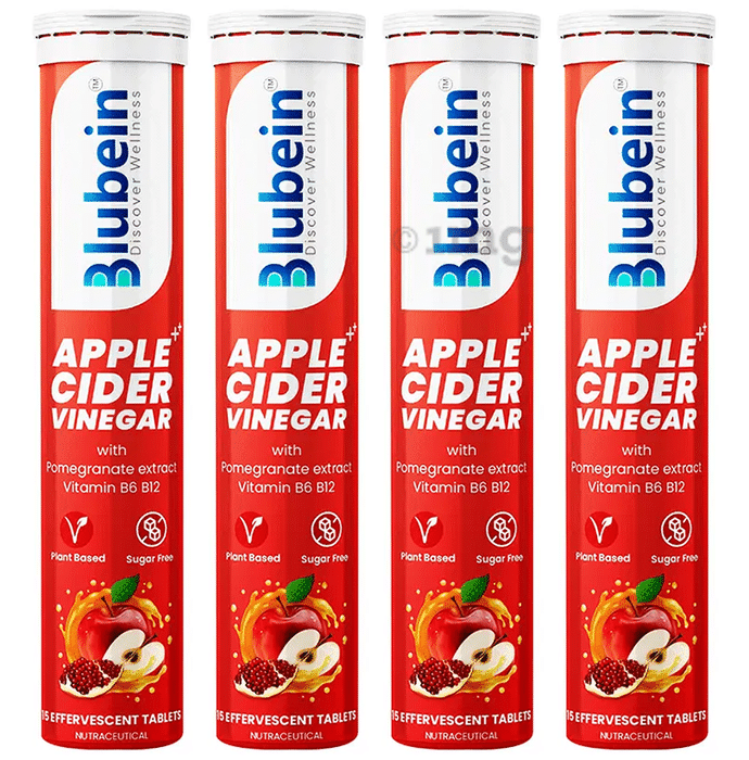 Blubein Apple Cider Vinegar Effervescent Tablets with Pomegranate Extract (15 Each) Sugar Free