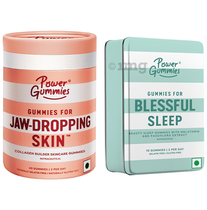Power Gummies Combo Pack of Gummies for Jaw Dropping Skin (60 Each) & Gummies for Blessful Sleep (10 Gummies)