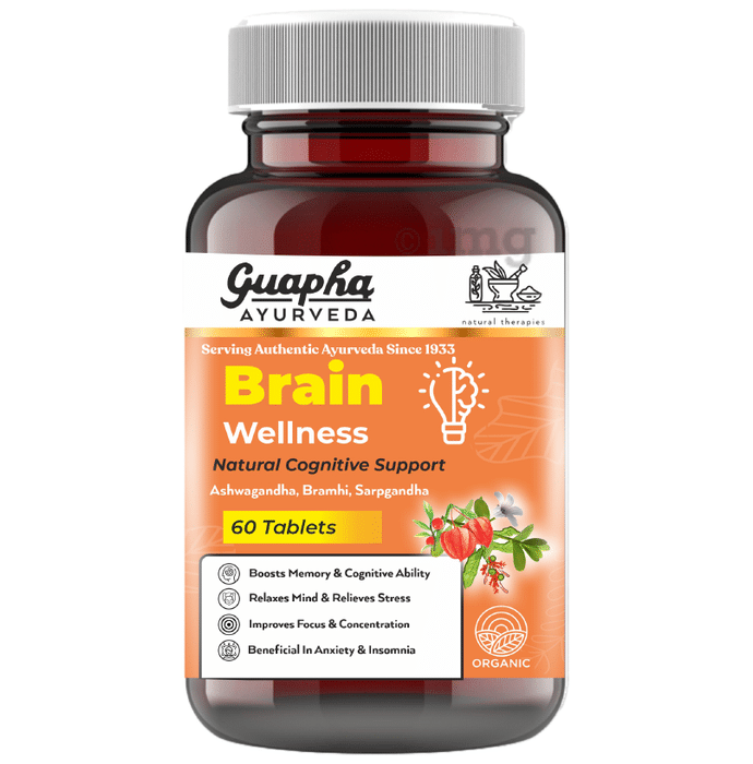 Guapha Ayurveda Brain Wellness Natural Cognitive Support Tablet