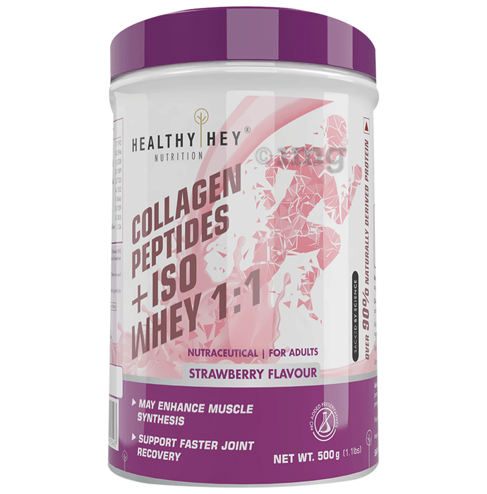 HealthyHey Collagen Peptides+ISO Whey 1:1 Powder Strawberry