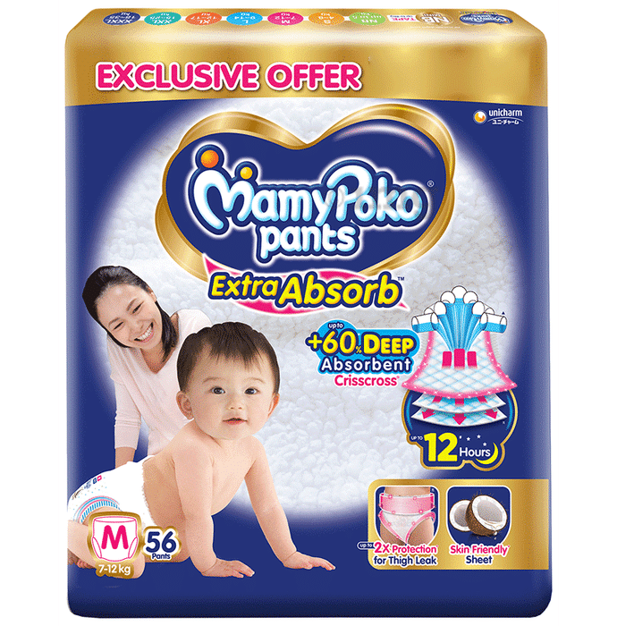 MamyPoko Extra Absorb Diaper Pants (56 Each) Medium