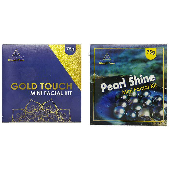 Khadi Pure Combo Pack of Gold Touch Mini Facial Kit & Pearl Shine Mini Facial Kit (75gm Each)