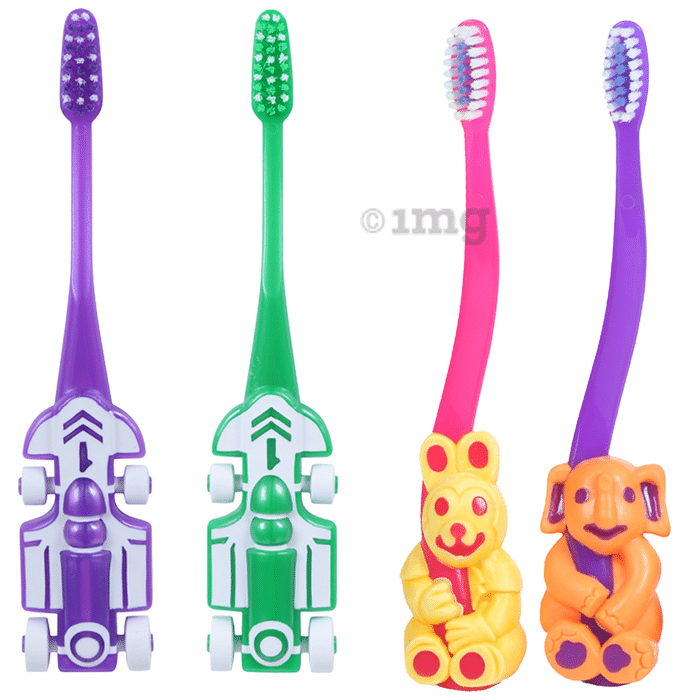 Maxi Oral Care Junior Pack of 2 Kids Zoom Car Junior Toothbrush & 2 Kids Bingo Junior Toothbrush