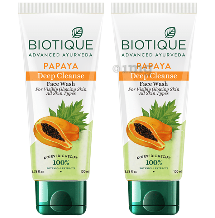 Biotique Papaya Deep Cleanse Face Wash (100ml Each)