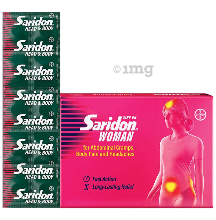 Bayer Combo Pack of Saridon Head and Body Tablet & Saridon Woman for Abdominal Pain