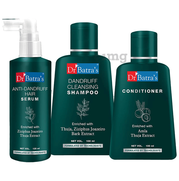 Dr Batra's Combo Pack of Dandruff Cleansing Shampoo 100ml, Conditioner 100ml and Anti-Dandruff Hair Serum 125ml