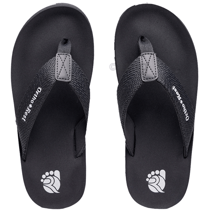 Ortho + Rest M10013 Men slippers with Cushioned Footbed | Soft Comfortable Stylish and Anti Skid Men's Flip-Flops & Slippers Daily Use Grey Size 7