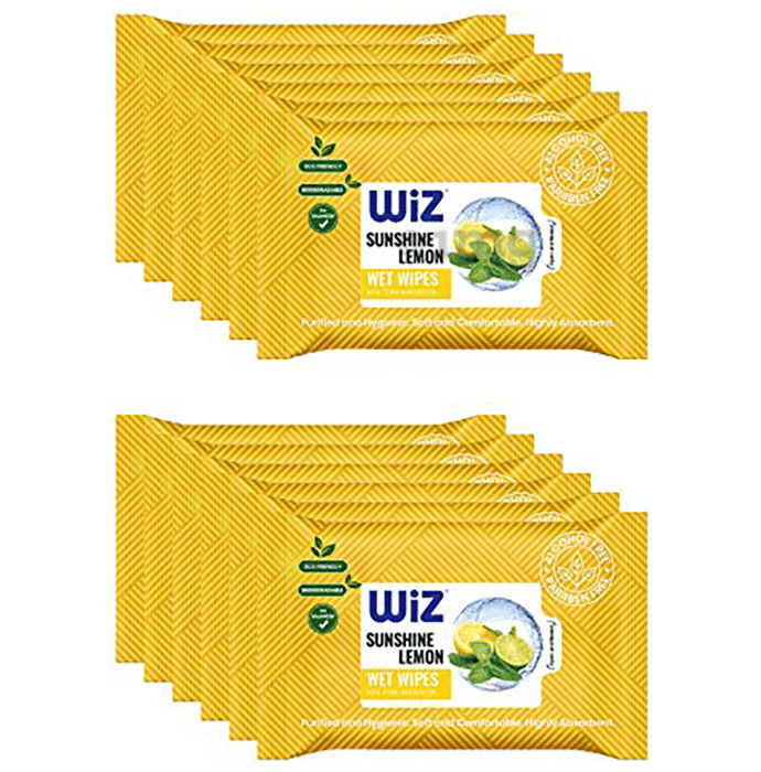 Wiz Sunshine Lemon Wet Wipes (25 Each)