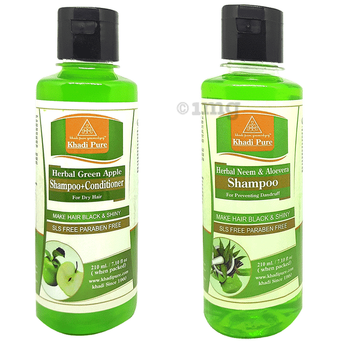 Khadi Pure Combo Pack of Herbal Green Apple Shampoo + Conditioner
