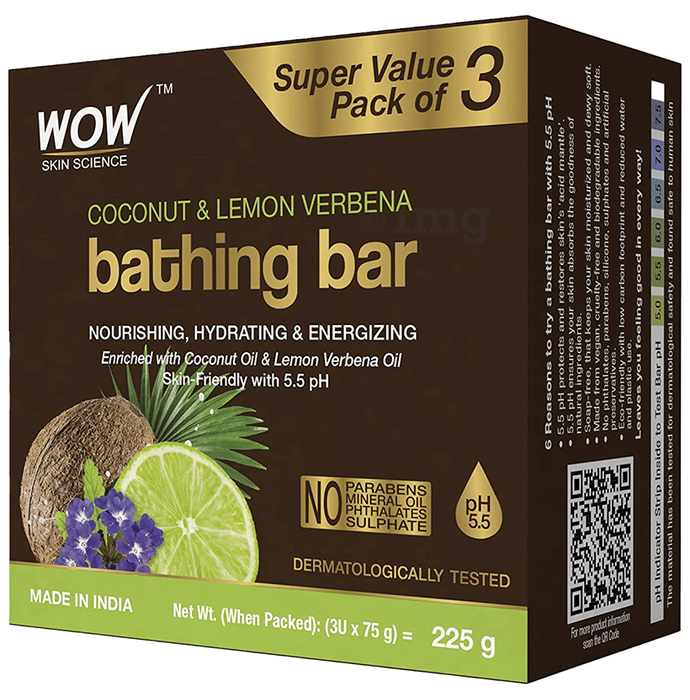 WOW Skin Science Coconut & Lemon Verbena Bathing Bar (75gm Each)