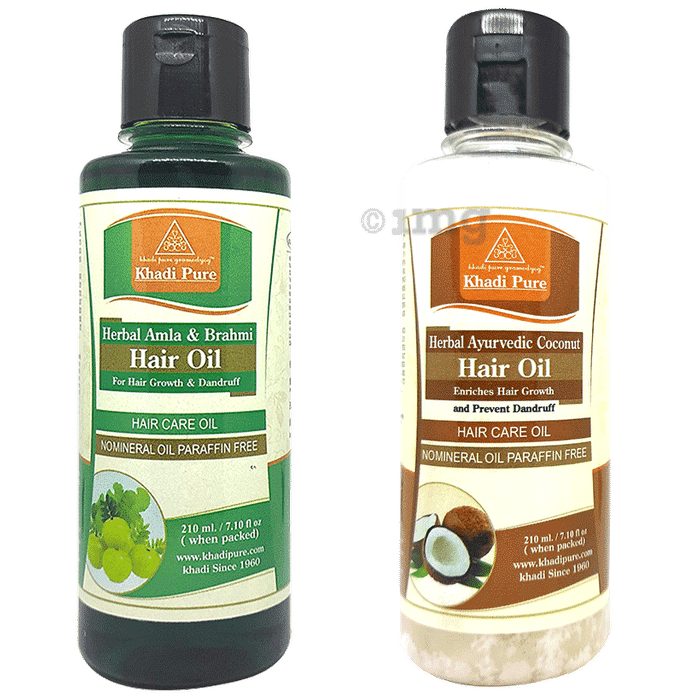 Khadi Pure Combo Pack of Herbal Ayurvedic Coconut Hair Oil & Herbal