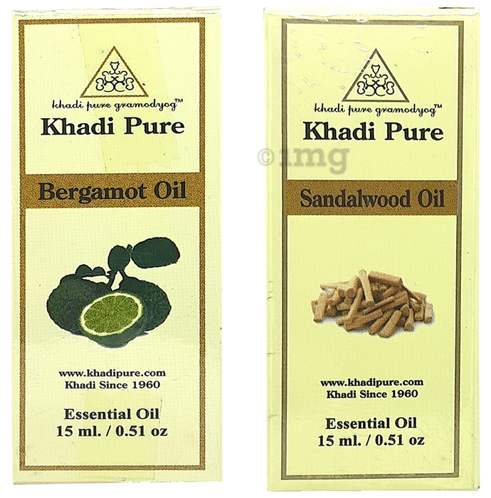 Khadi Pure Combo Pack of Bergamot Oil & Sandalwood Oil (15ml Each)