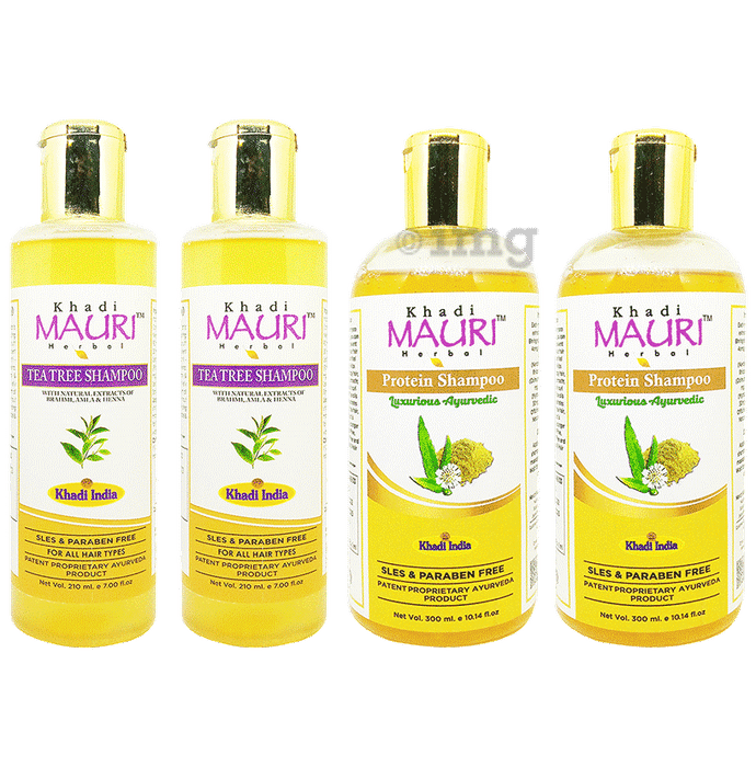 Khadi Mauri Herbal Combo Pack of Protein (300ml) & Tea Tree (210ml) Shampoo