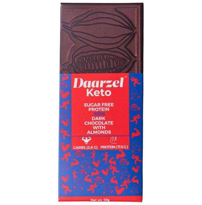Daarzel Keto Sugar Free Protein 65% Dark Chocolate with Almonds