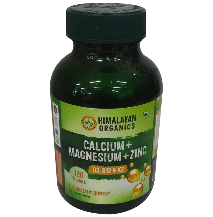 Himalayan Organics Calcium + Magnesium + Zinc | With Vitamin D3 & B12 for Healthy Bones | Tablet