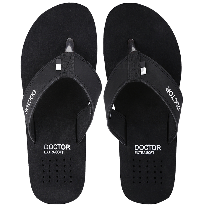 Doctor Extra Soft D24 Orthopaedic | Diabetic | Comfortable | MCR | Flip-Flop for Men Black 7