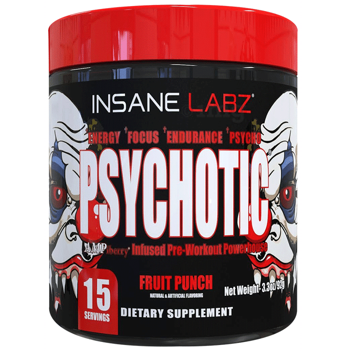 Insane Labz Psychotic Infused Pre-Workout Power House Powder Fruit Punch