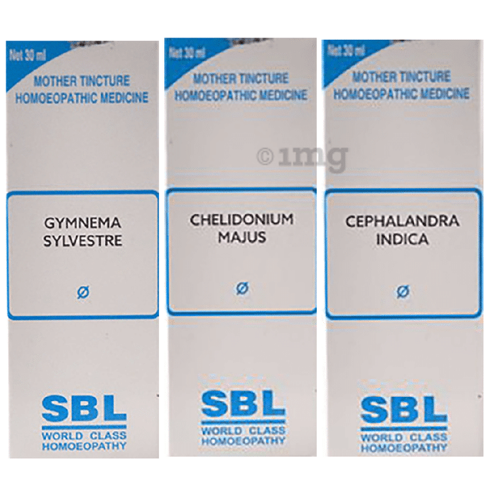 Combo Pack of SBL Chelidonium Majus Mother Tincture Q, SBL Cephalandra Indica Mother Tincture Q & SBL Gymnema Sylvestre Mother Tincture Q (30ml Each)