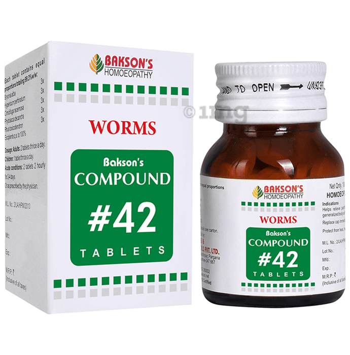 Bakson's Homeopathy Compound # 42 Worms Tablet
