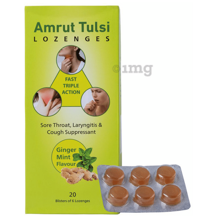 Amrut Tulsi Lozenges (6 Each) Ginger Mint