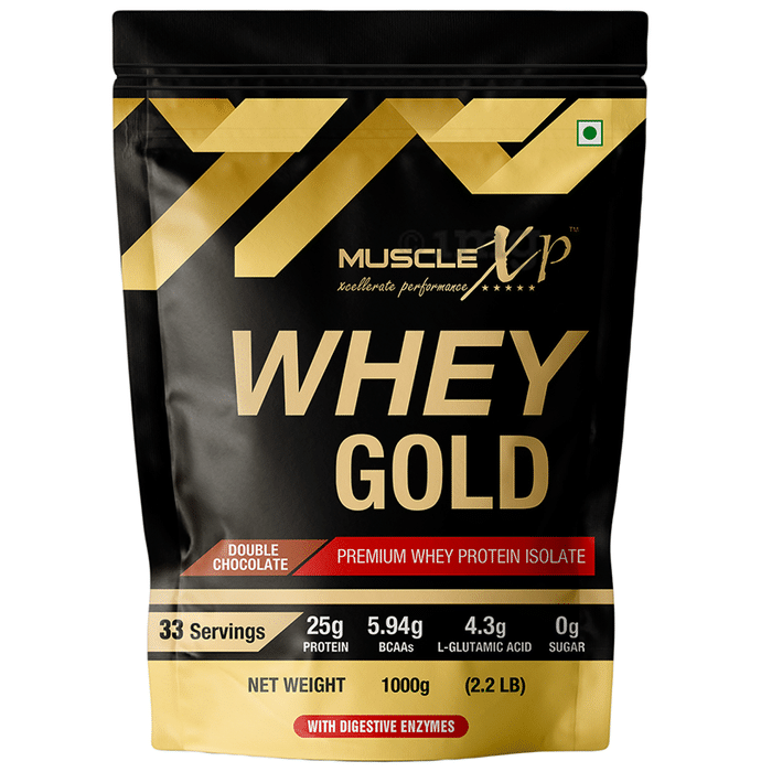 MuscleXP Whey Gold Premium Whey Protein Isolate with Digestive Enzymes Double  Chocolate