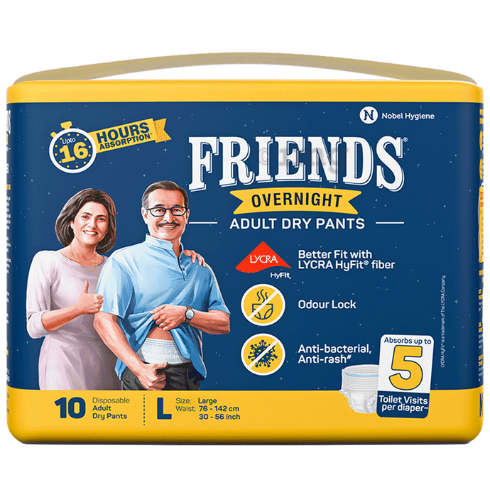 Friends Overnight Adult Unisex Diaper Pants (10 Each) Large