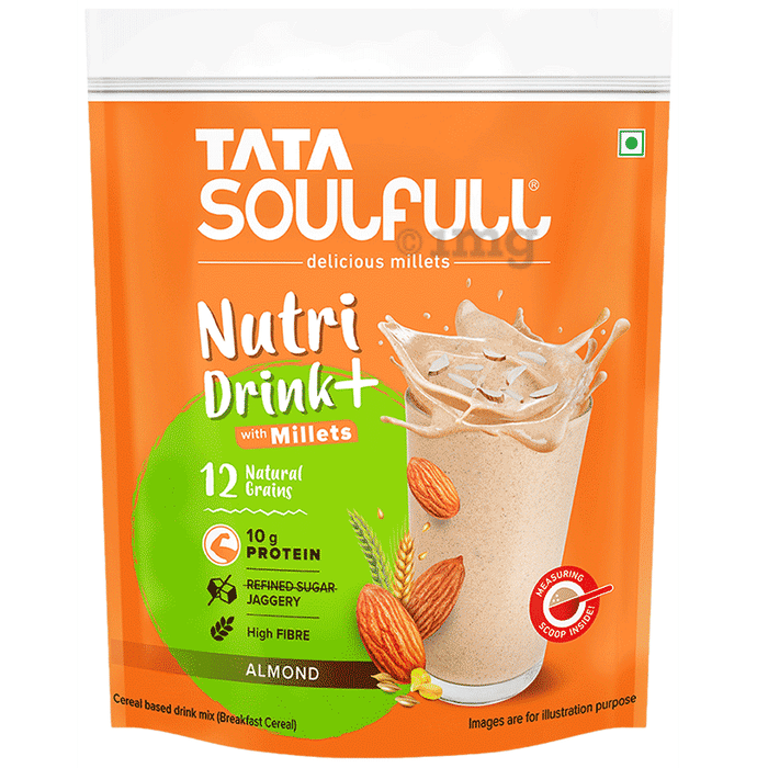 Tata Soulfull With Millets, Almond Flavour, NO Added Refined Sugar, Breakfast Cereal Mix Almond