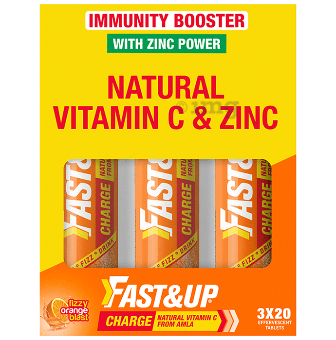 Fast&Up Charge with Natural Vitamin C from Amla & Zinc | Flavour Effervescent Tablet Orange