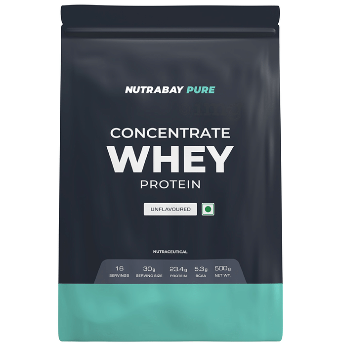 Nutrabay Whey Concentrate Protein for Muscle Recovery | No Added Sugar | Powder Unflavoured
