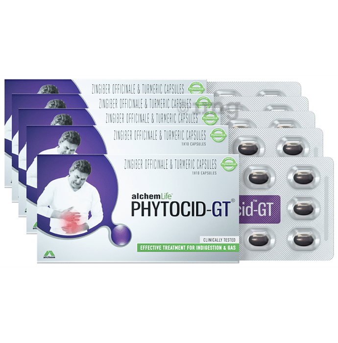 Phytocid-GT Capsule  for Indigestion, Heartburn, Gas & Acidity (10 Each) with Thioquest Gel Free