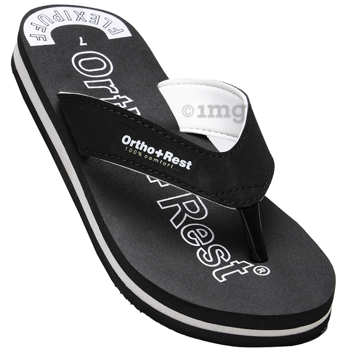 Ortho + Rest Men Slipper Orthopedic Super Soft, Lightweight and Comfortable Flip Flops for Home Daily Use Black  8
