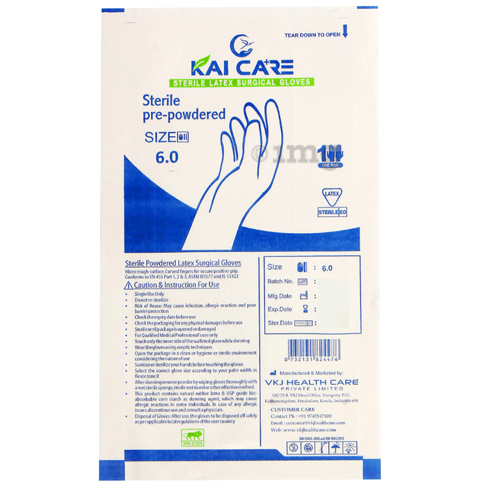 Kaicare Sterile Latex Surgical Gloves (50 Each) Size 6