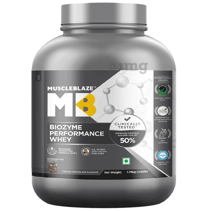 MuscleBlaze MuscleBlaze Biozyme Performance Whey Protein | For Muscle Gain | Improves Protein Absorption | Nutrition Care Powder Triple Chocolate