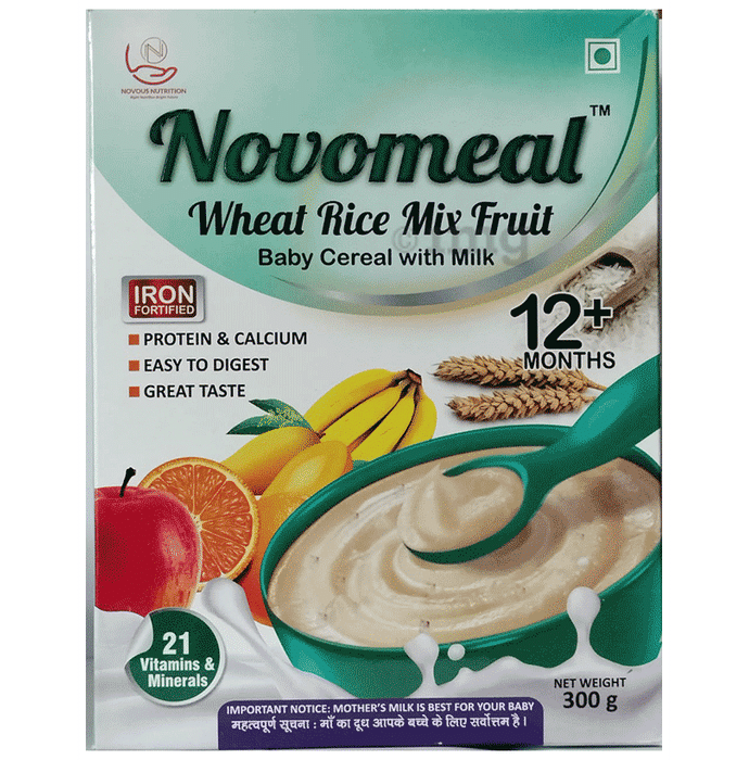 Novomeal Wheat Rice Mix Fruit Baby Cereal with Milk for 12+ Months