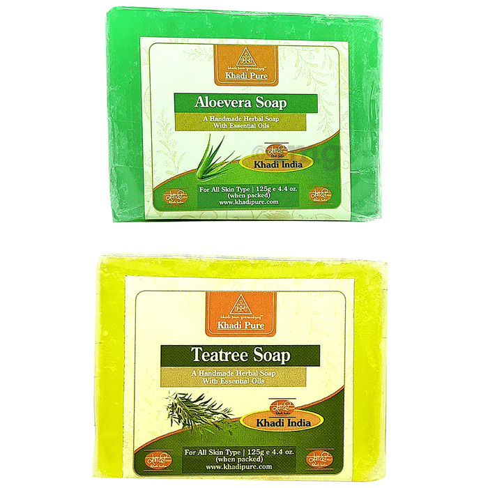 Khadi Pure Combo Pack of Aloevera Soap & Teatree Soap (125gm Each)