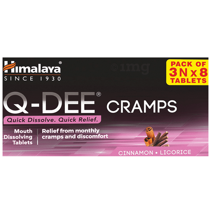 Himalaya Q-Dee Cramps Relief from Monthy Cramps and Discomfort Mouth Dissolving Tablet (8 Each)