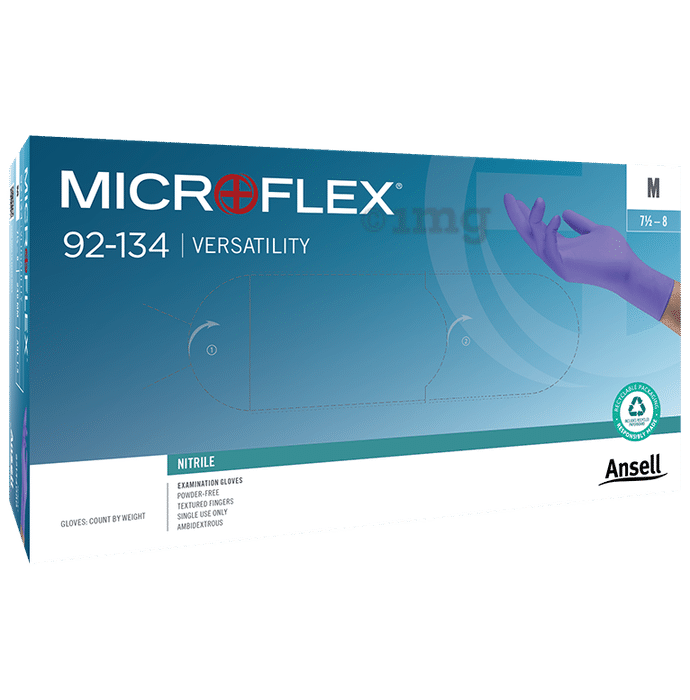 Ansell Microflex 92-134 Versatility Multipurpose Nitrile Examination Glove Medium
