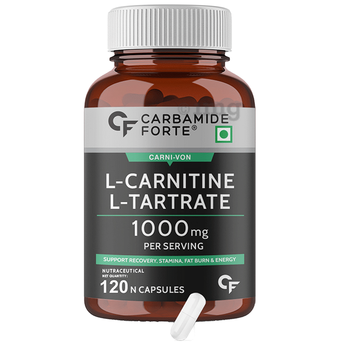 Carbamide Forte L-Carnitine L-Tartrate 1000mg | For Recovery, Stamina, Fat Burn & Energy | Capsule