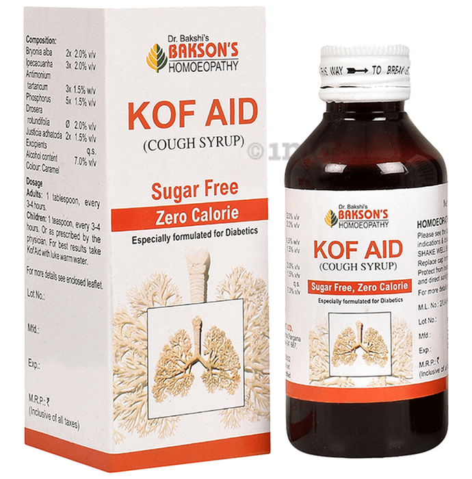 Bakson's Homeopathy Kof Aid Cough Syrup Sugar Free